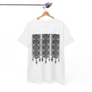Palestinian Tatreez Pattern – Black Geometric | Printed Unisex T-Shirt