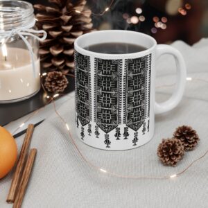 Palestinian Tatreez Pattern – Black Geometric | Printed Mug