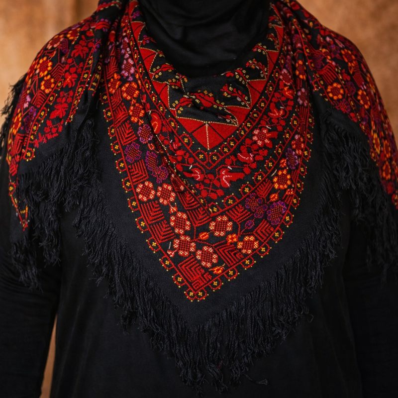 handmade Palestinian embroidery scarf crafted by women