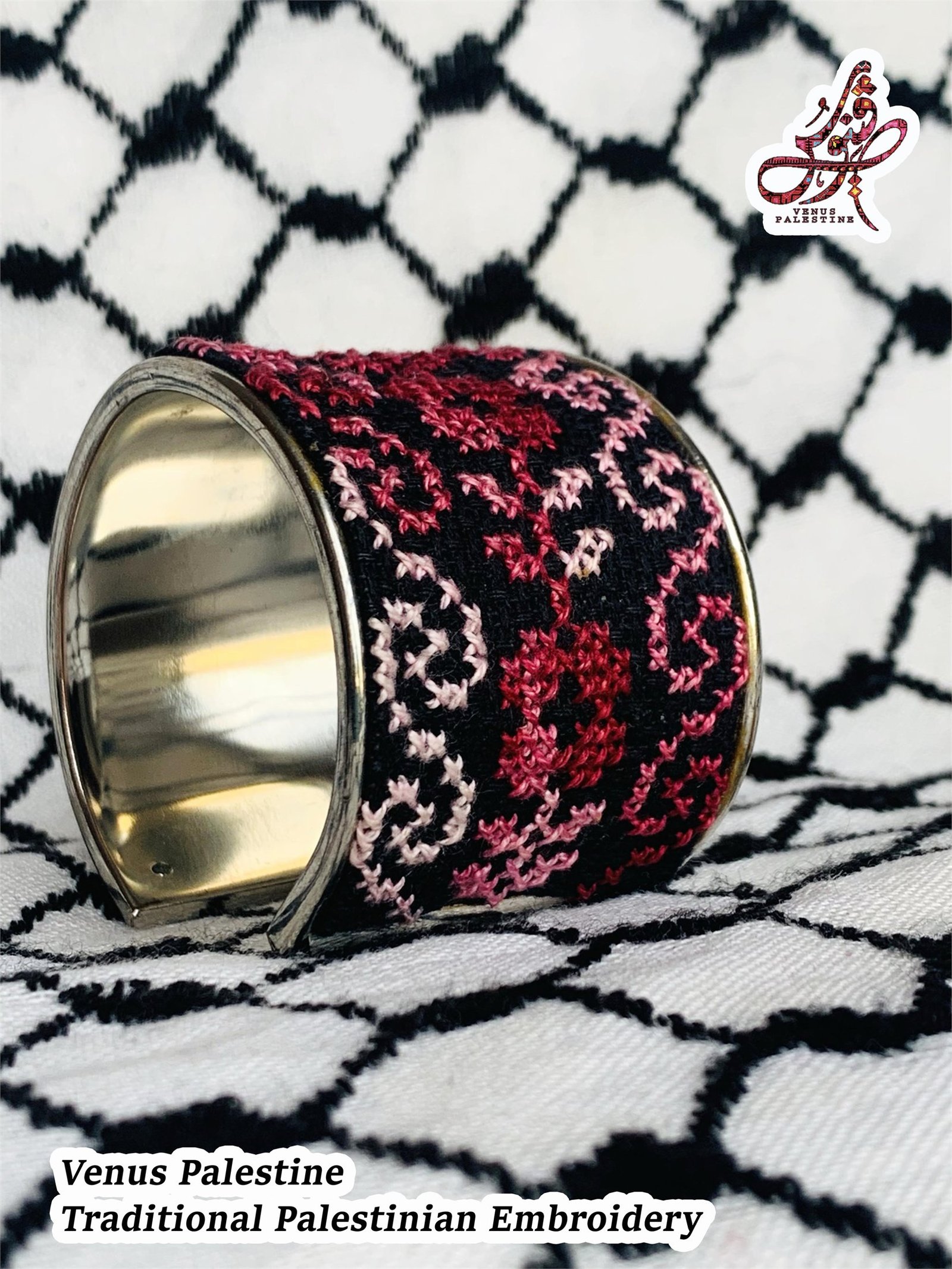 Bride Rose Tatreez Cuff Bracelet - Image 2