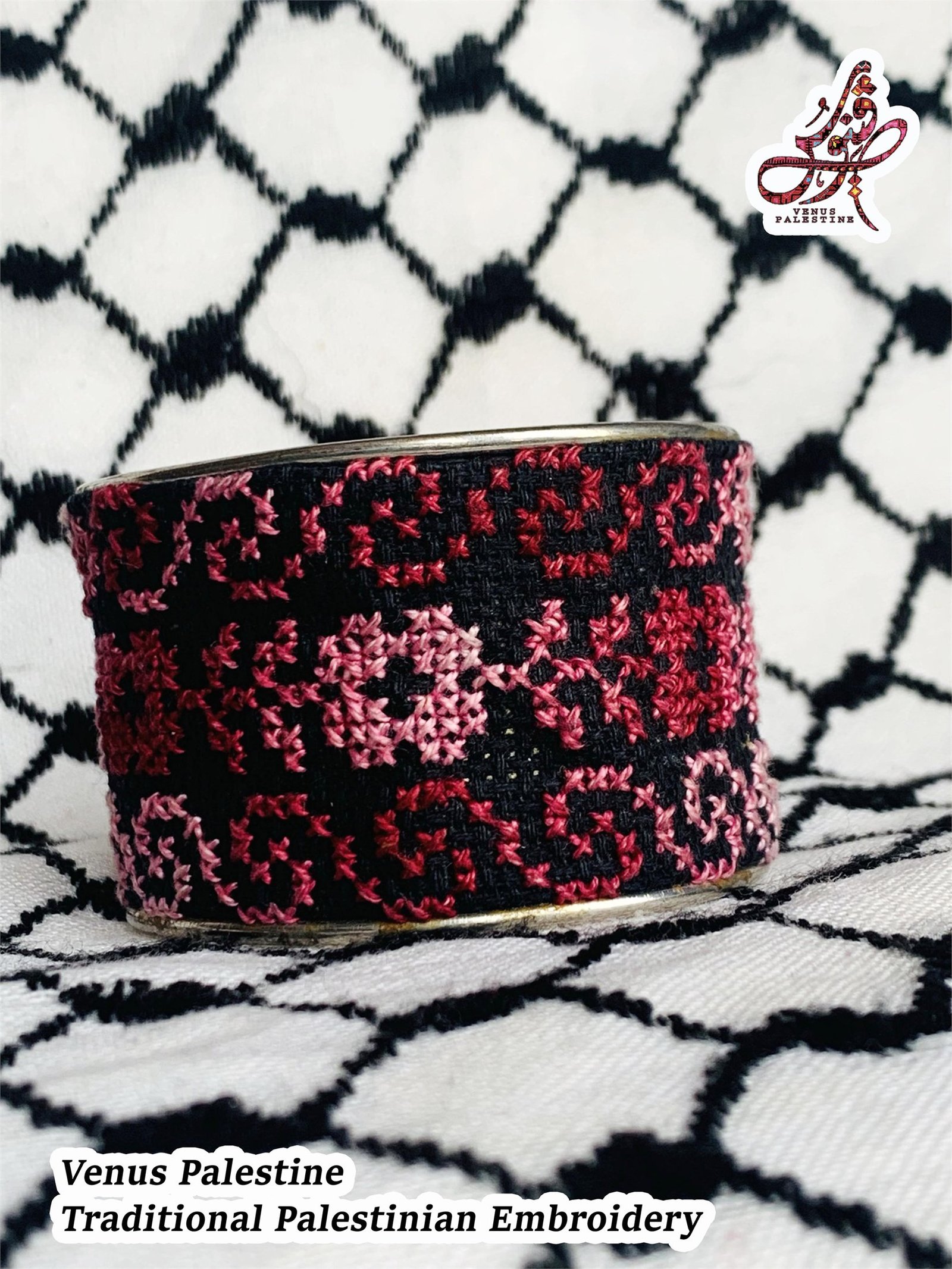 Bride Rose Tatreez Cuff Bracelet - Image 3
