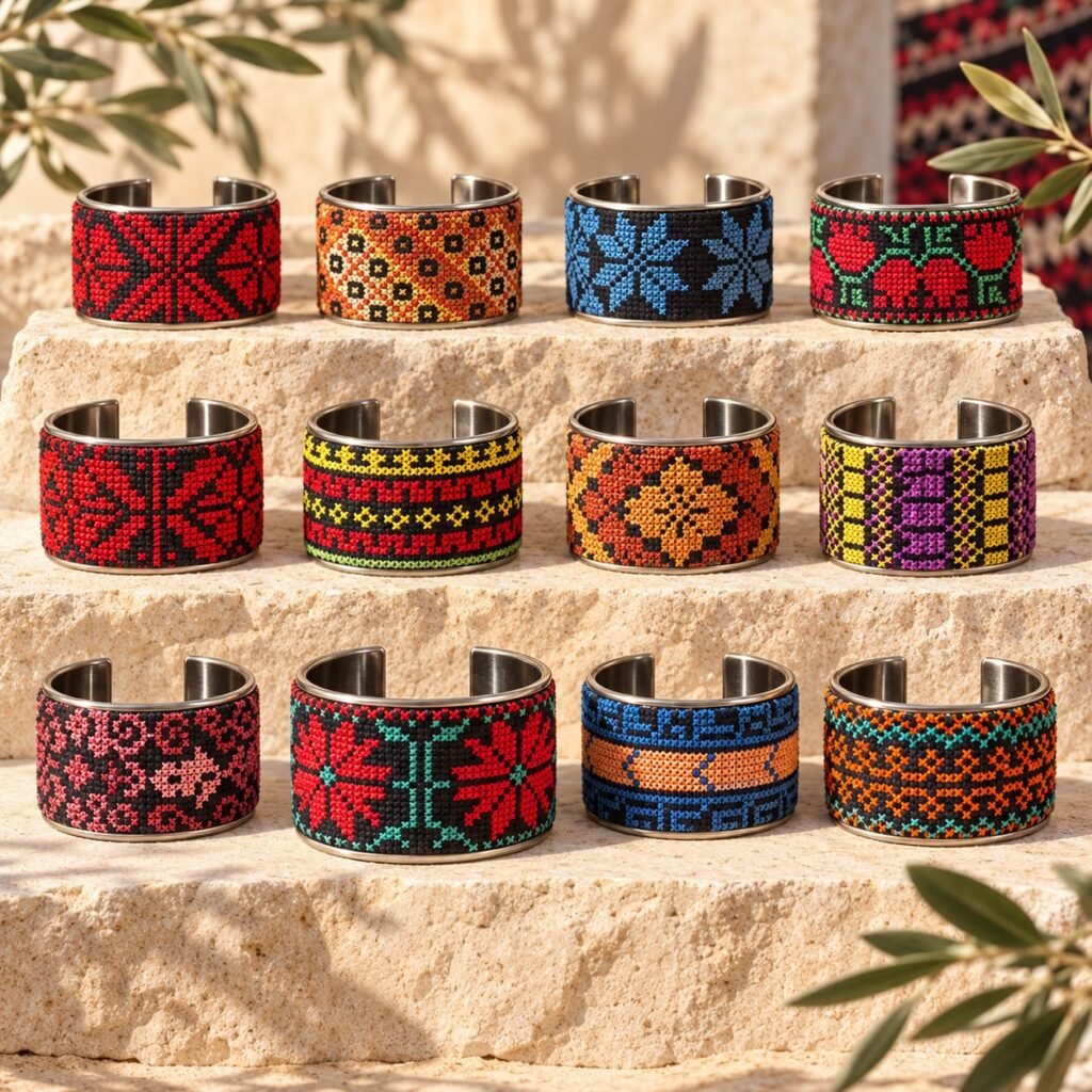 Palestinian Tatreez bracelets collection