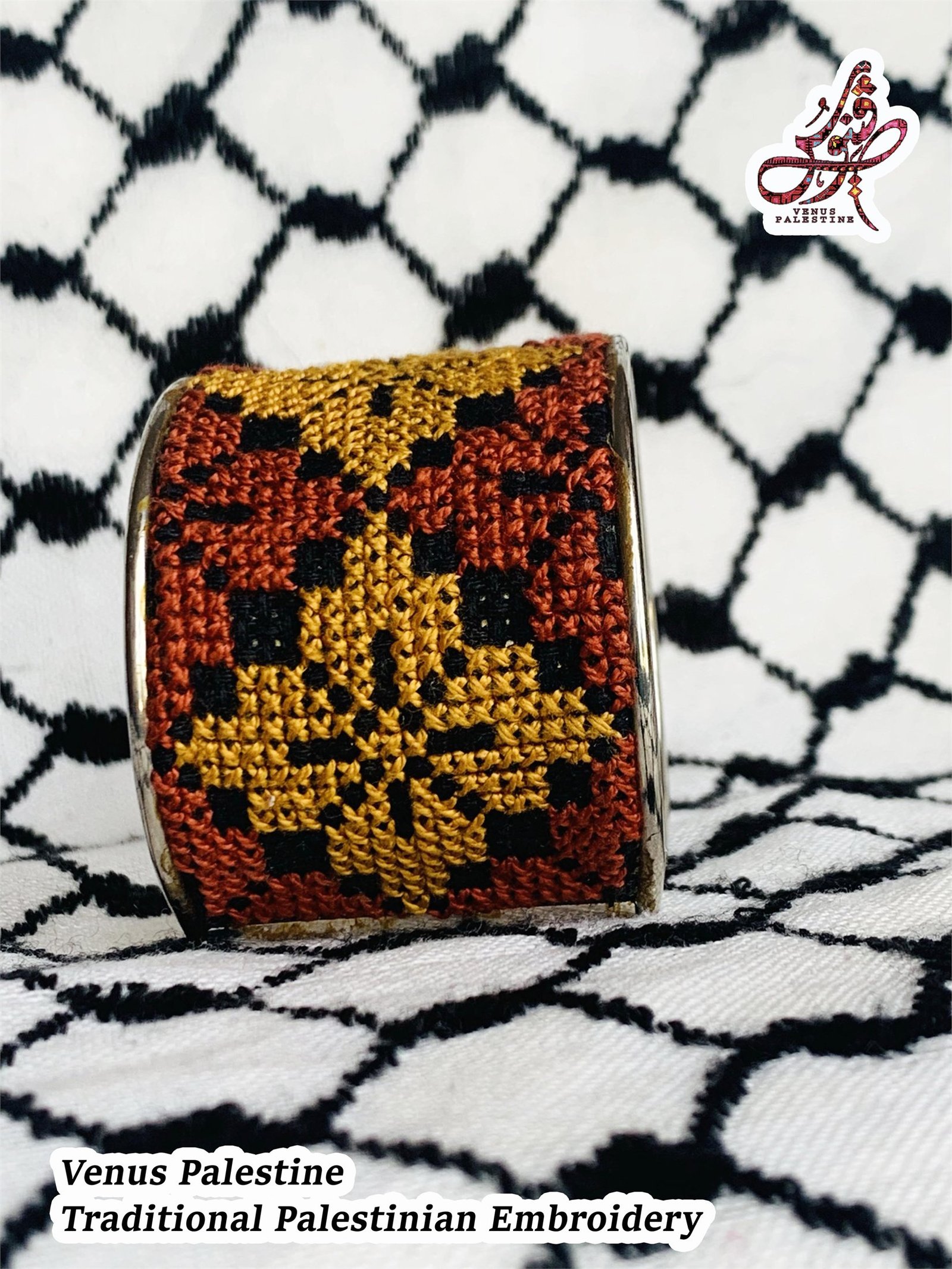 Earth Star Tatreez Cuff Bracelet - Image 3