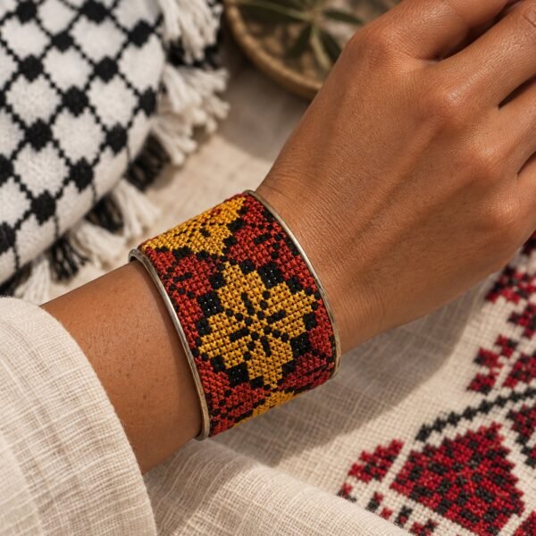 Earth Star Tatreez Cuff Bracelet
