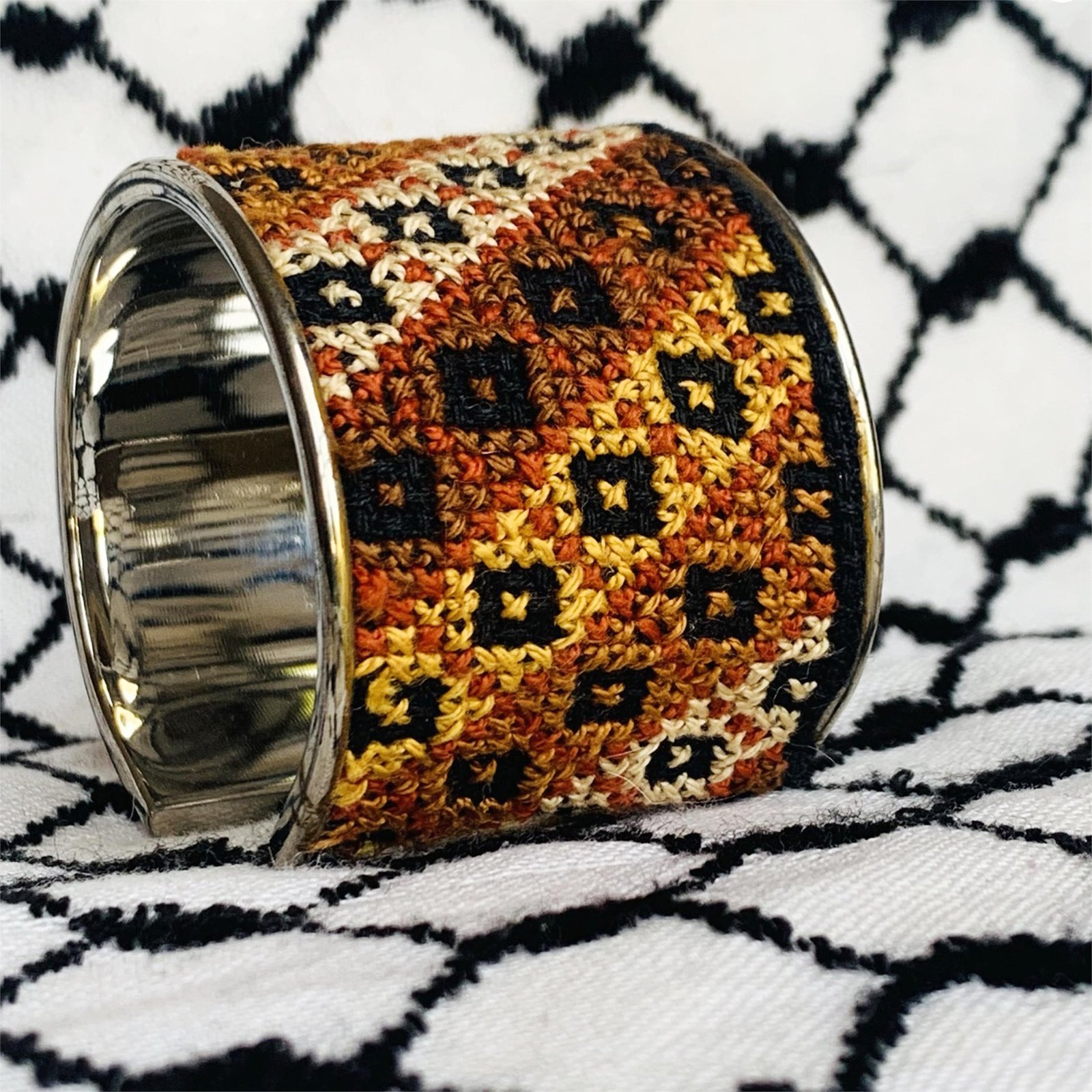 Earth Symbol Tatreez Cuff Bracelet - Image 2