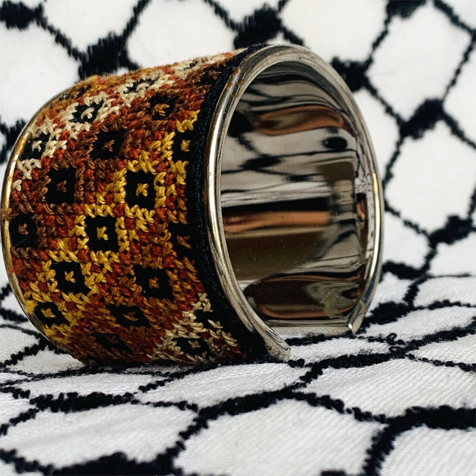 Earth Symbol Tatreez Cuff Bracelet - Image 3