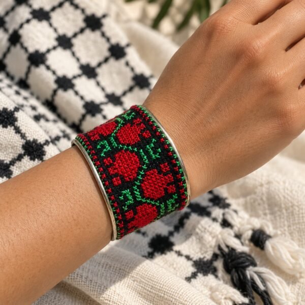 Grape Leaf Tatreez Cuff Bracelet