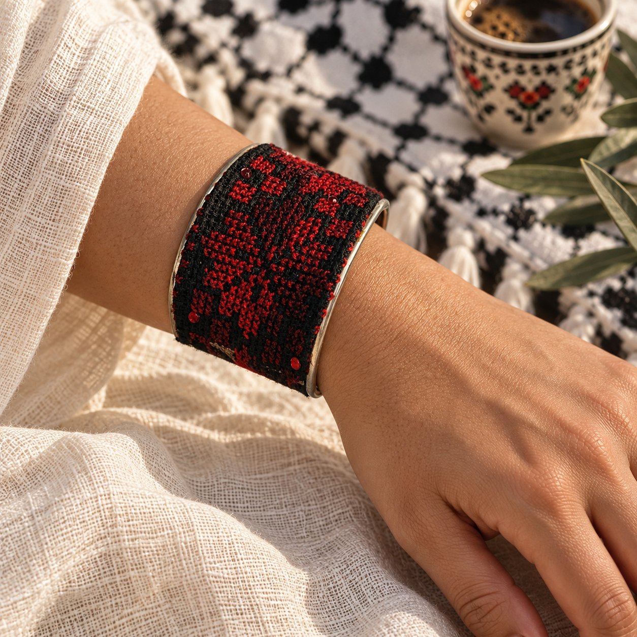 Khubeiza Tatreez Cuff Bracelet