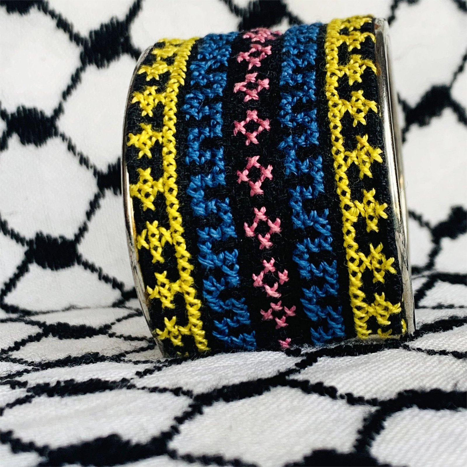 May Line and Lemon Blossom Tatreez Cuff Bracelet - Image 2