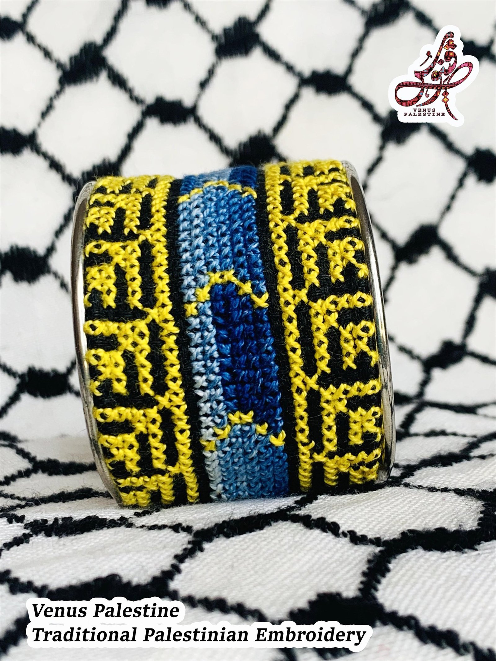 Veil and Feather Tatreez Cuff Bracelet - Image 2