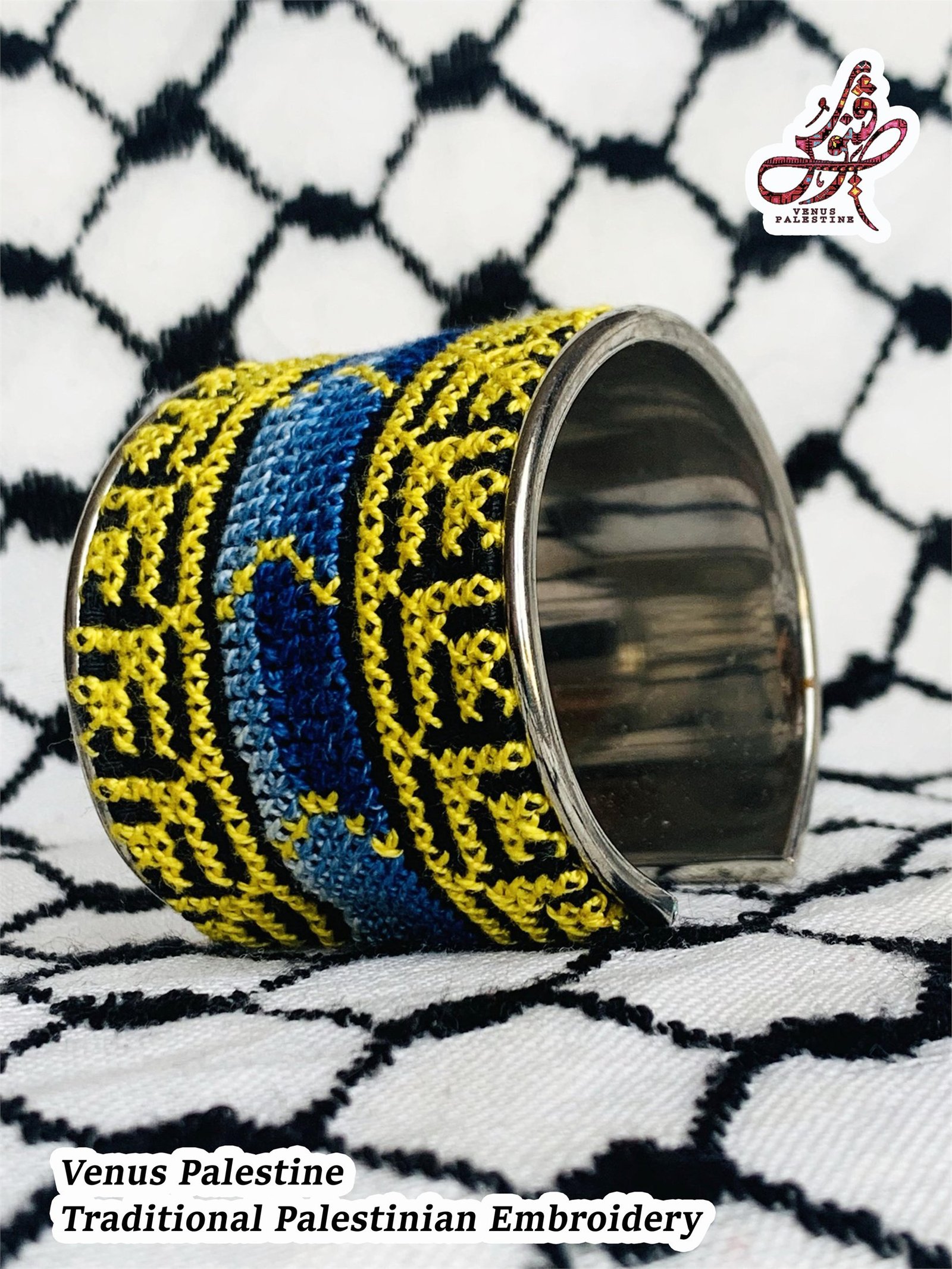 Veil and Feather Tatreez Cuff Bracelet - Image 3