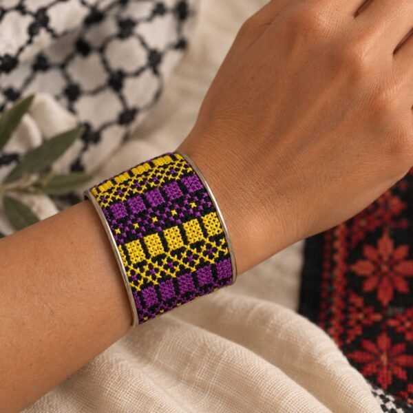 Violet Sun Tatreez Cuff Bracelet