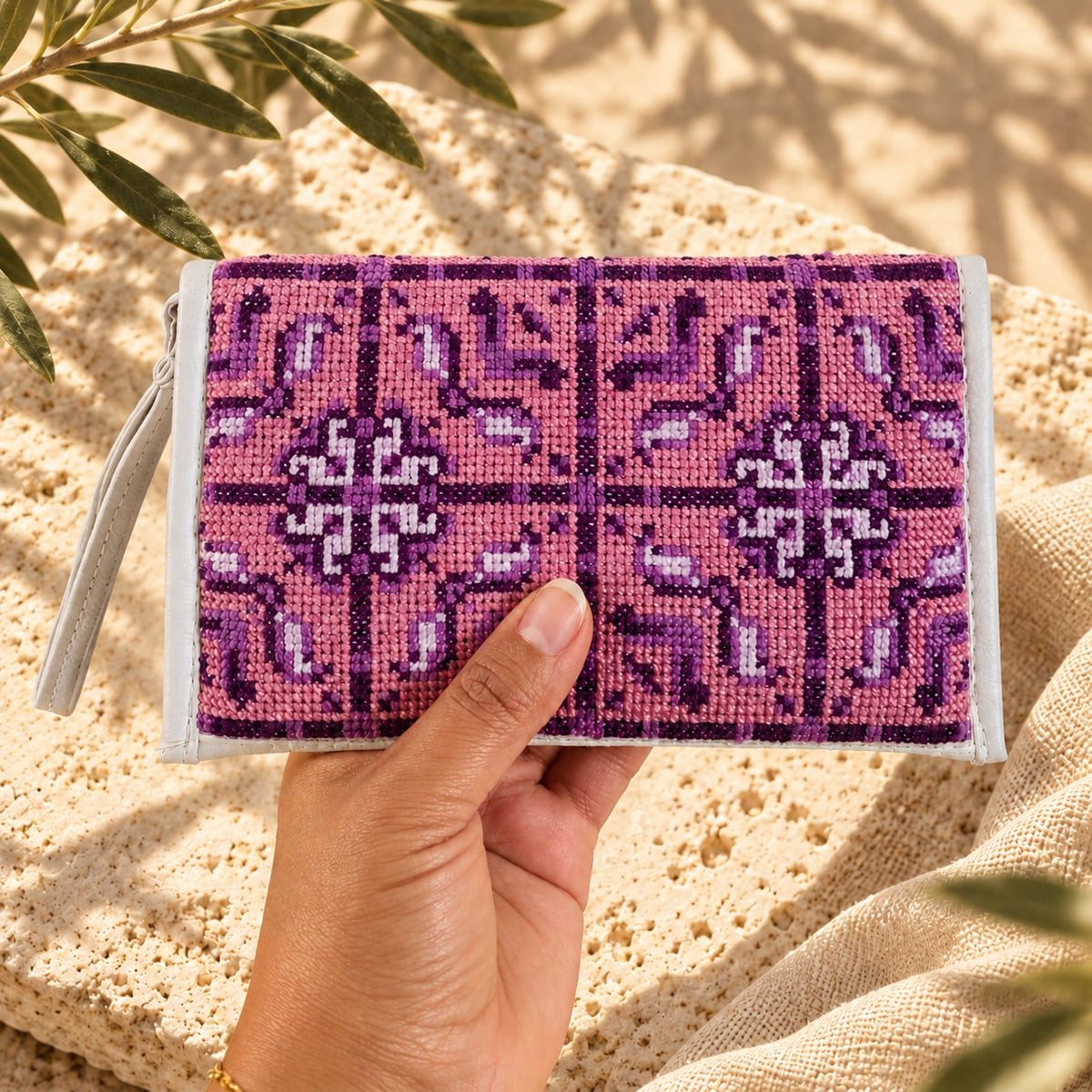 Lilac Tatreez Purse - Image 2