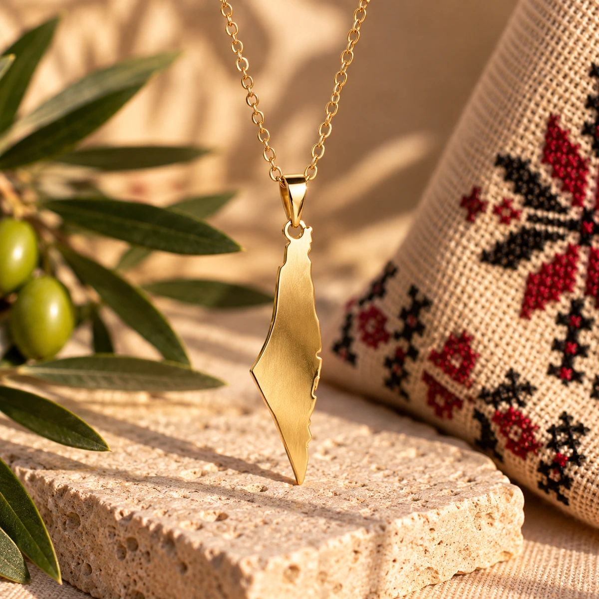 Golden Palestine Map Necklace
