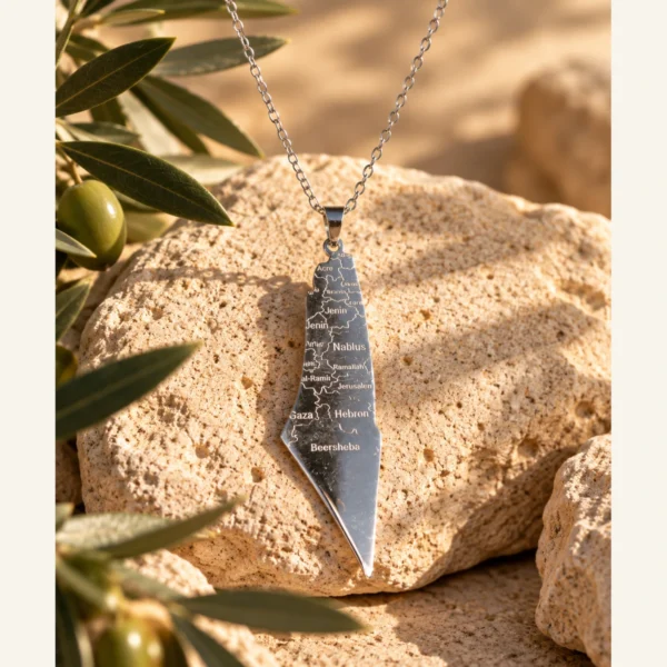 Engraved Palestine Map Necklace