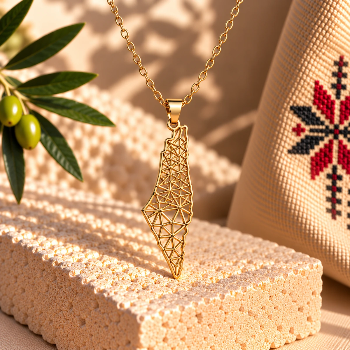 Golden Geometric Palestine Necklace