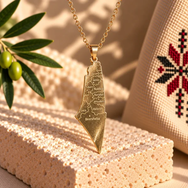 Golden Engraved Palestine Necklace