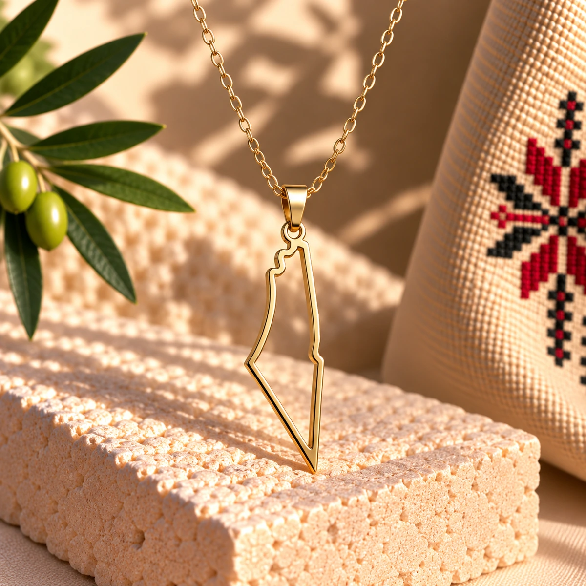 Golden Palestine Outline Necklace