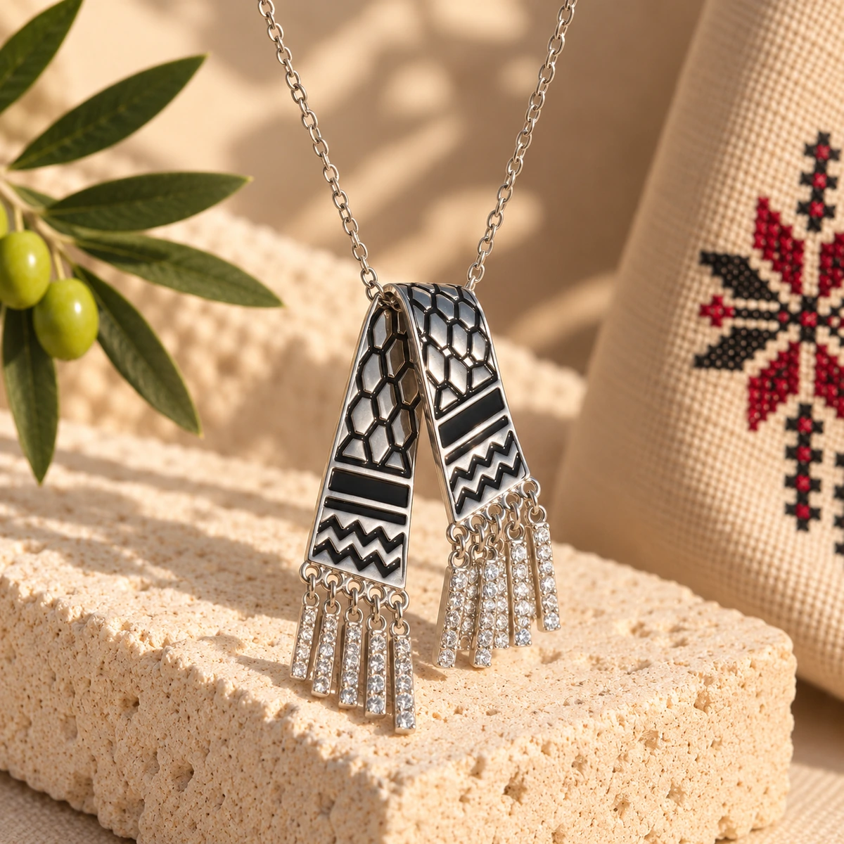 Black Keffiyeh Scarf Necklace