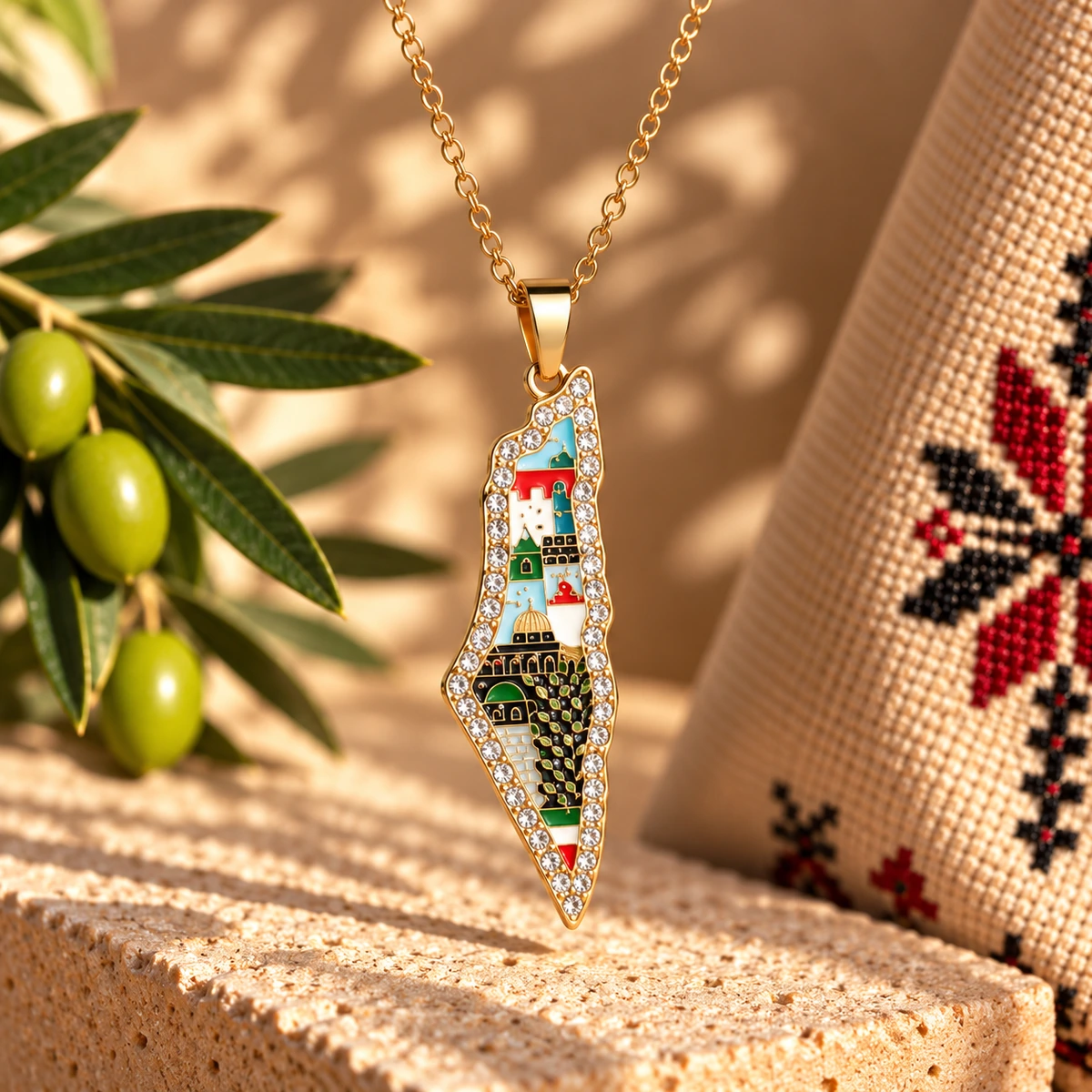 Multicolor Palestine Mosaic Necklace