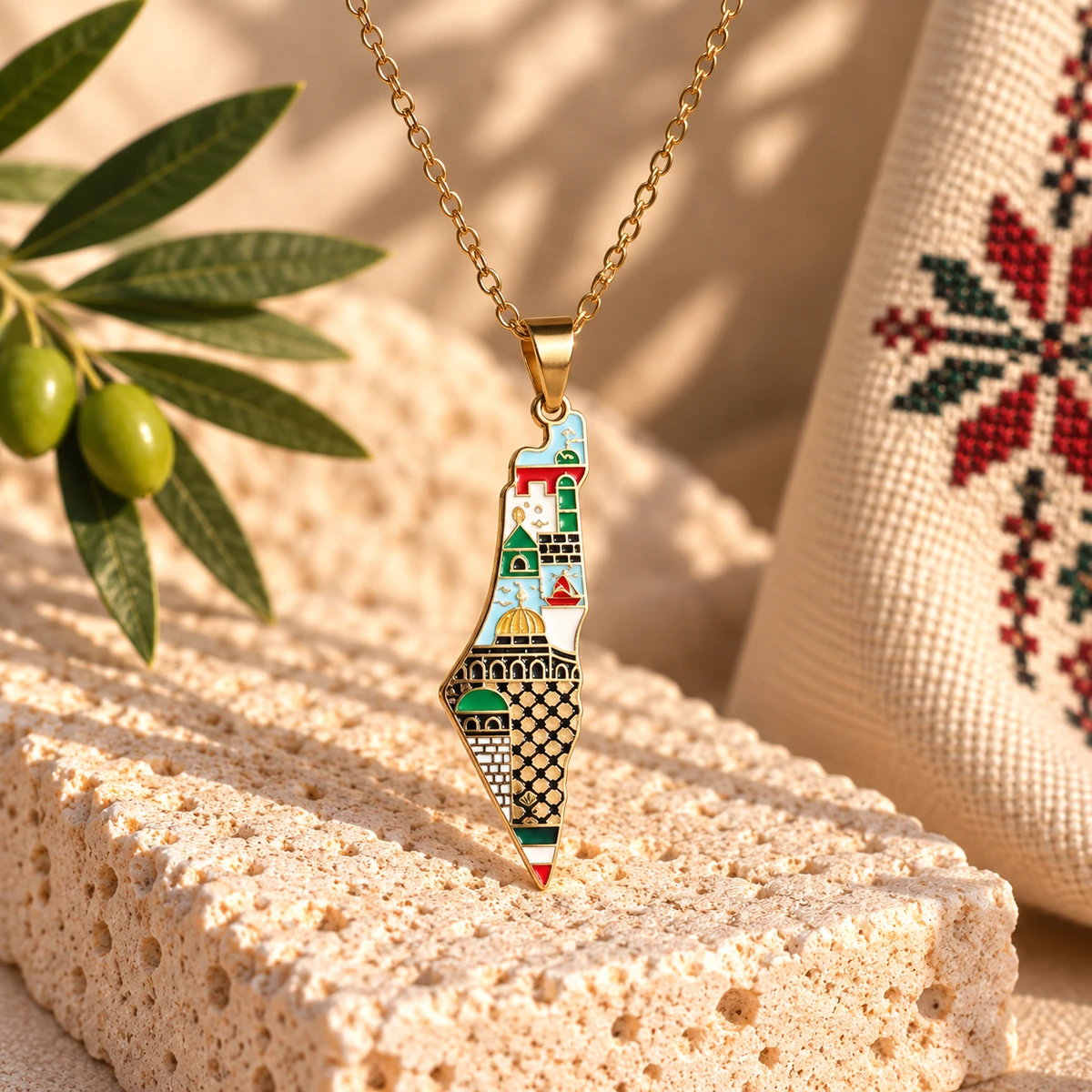 Green Palestine Mosaic Necklace