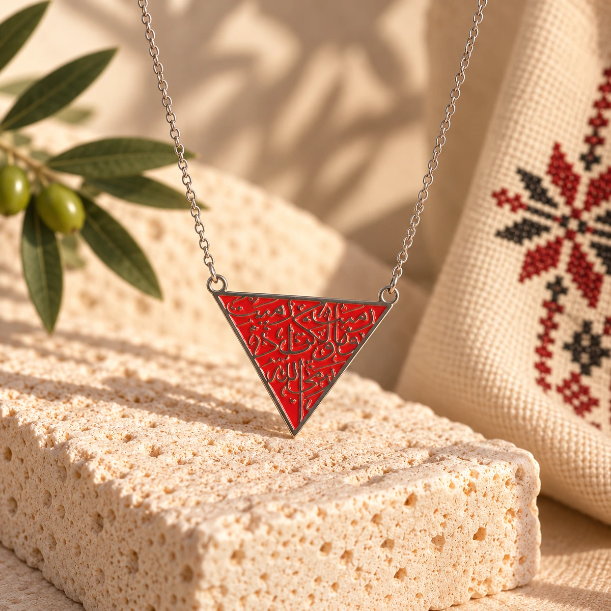 Red Triangle Pattern Necklace