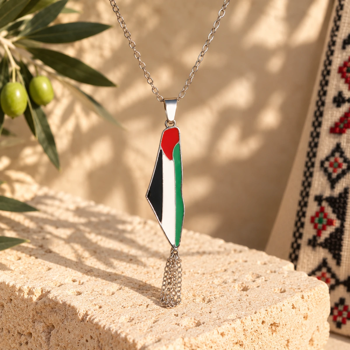 Palestinian Flag Pendant Necklace