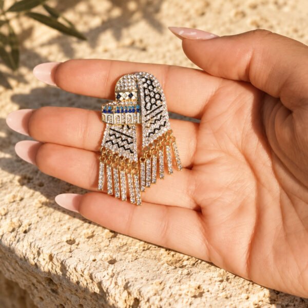 Keffiyeh Rhinestone Brooch Gold