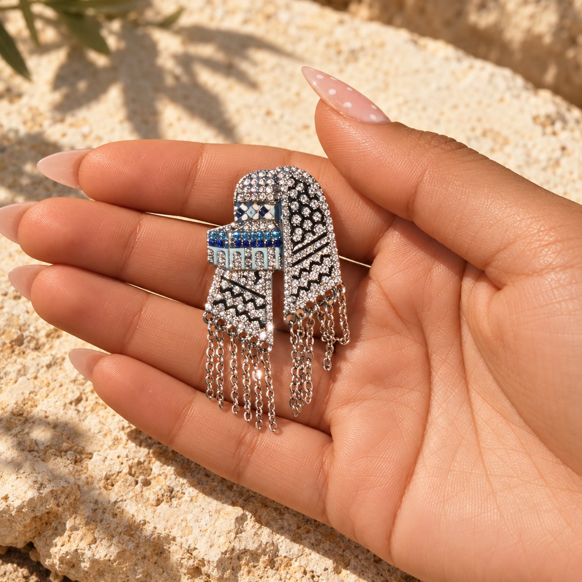 Keffiyeh Chain Brooch Silver