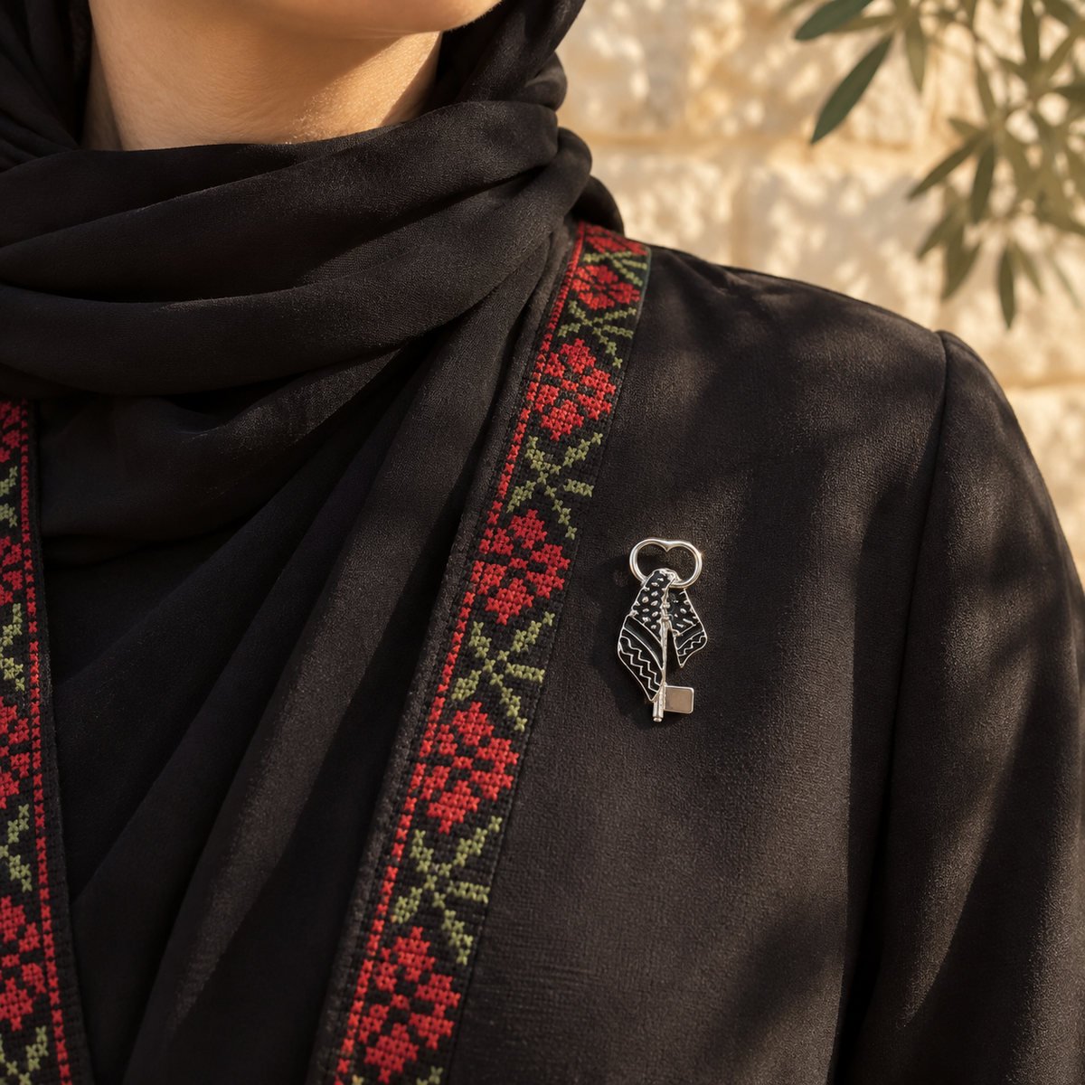 Keffiyeh Heart Brooch Silver - Image 2
