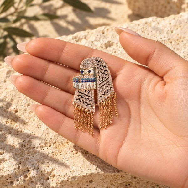 Keffiyeh Chain Brooch Gold