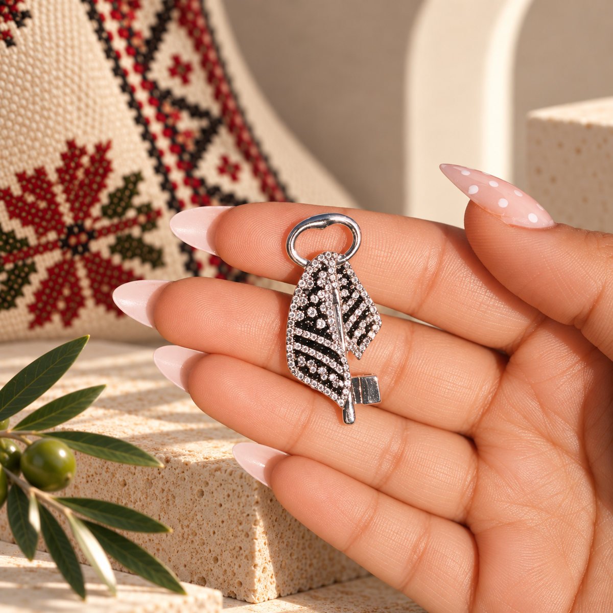 Keffiyeh Key Brooch Silver - Image 4